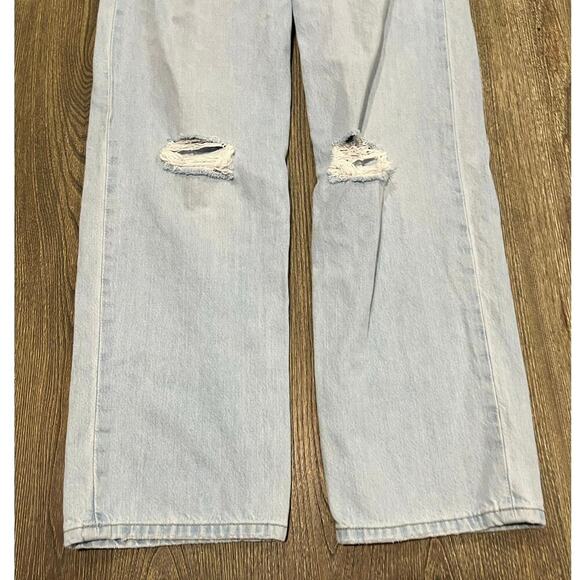 Levi's Low Pro Straight Jeans Mid-Rise Distressed Denim Light Wash Blue Size 31 - Picture 5 of 13